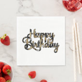 Happy Birthday Party Napkins Black und Tan Serviette (Beispiel)