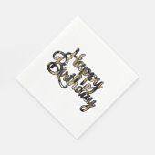 Happy Birthday Party Napkins Black und Tan Serviette (Ecke)