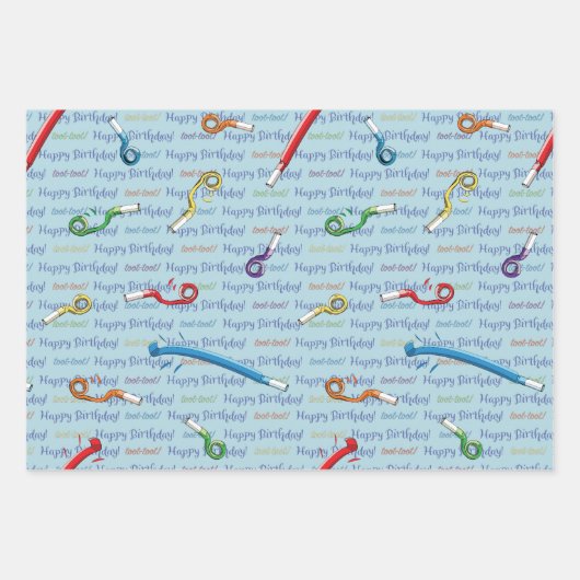 Happy Birthday Party Noisemakers Geschenkpapier Set (Vorderseite 2)