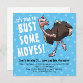 Happy Birthday Party Ostrich Tancing Cartoon Einladung (Vorne/Hinten)