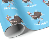 Happy Birthday Party Ostrich Tancing Cartoon Geschenkpapier (Rolleneckpunkt)