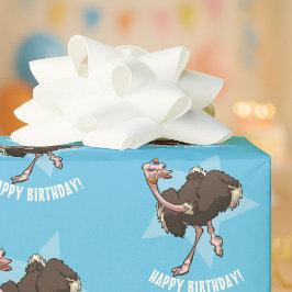 Happy Birthday Party Ostrich Tancing Cartoon Geschenkpapier