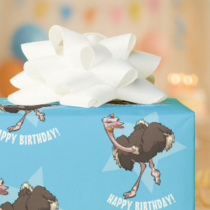 Happy Birthday Party Ostrich Tancing Cartoon Geschenkpapier