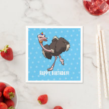 Happy Birthday Party Ostrich Tancing Cartoon