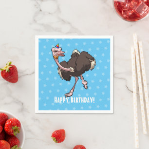 Happy Birthday Party Ostrich Tancing Cartoon Serviette