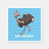 Happy Birthday Party Ostrich Tancing Cartoon Serviette (Vorderseite)