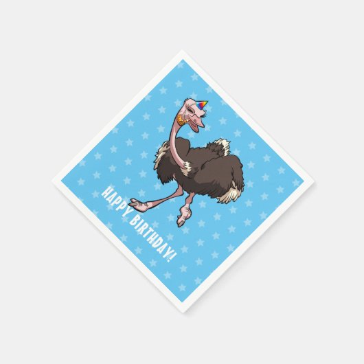 Happy Birthday Party Ostrich Tancing Cartoon Serviette (Ecke)