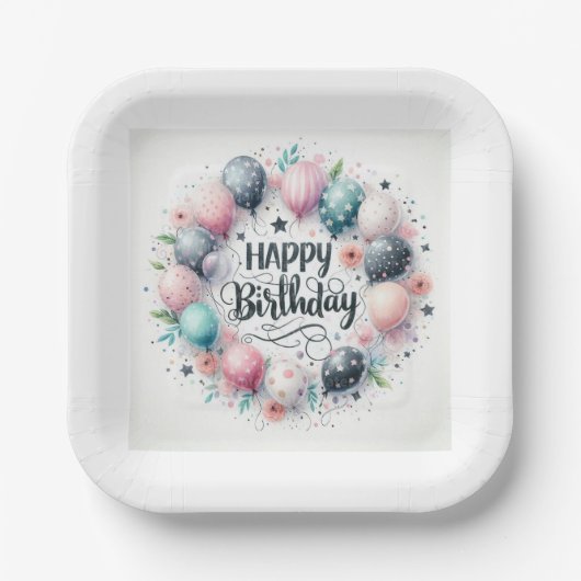 "Happy Birthday Party Paper Tellers" Pappteller (Vorderseite)