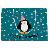 Happy Birthday Party Penguin Große Geschenktüte (Vorderseite)