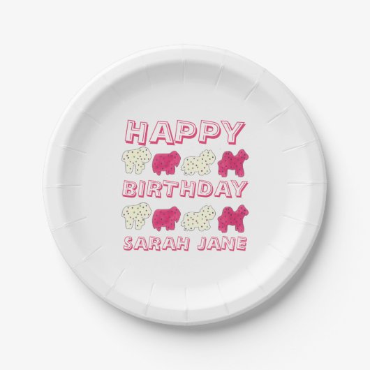 Happy Birthday Party Pink Circus Tier Cracker Pappteller (Vorderseite)