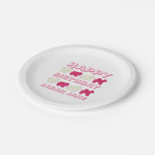 Happy Birthday Party Pink Circus Tier Cracker Pappteller (Schrägansicht)