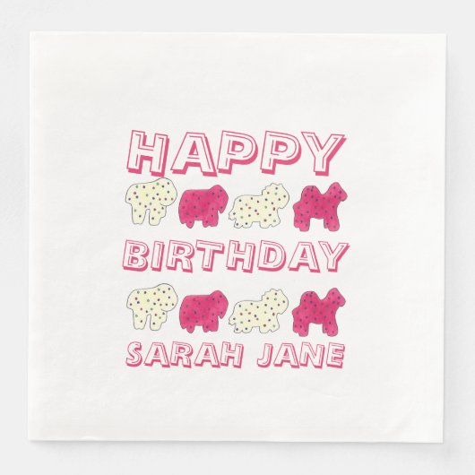 Happy Birthday Party Pink Circus Tier Cracker Serviette (Vorderseite)