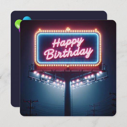 Happy Birthday Party Sign Einladung (Vorne/Hinten)