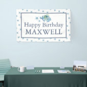 Happy Birthday Party Signs Boy Blue Octopus Banner (Messeveranstaltung)
