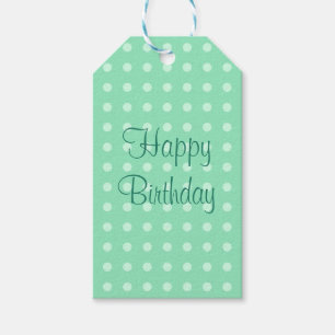 Happy Birthday Party Text Template Rustic Polka Geschenkanhänger