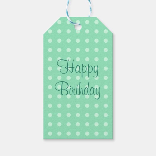 Happy Birthday Party Text Template Rustic Polka Geschenkanhänger (Vorderseite)