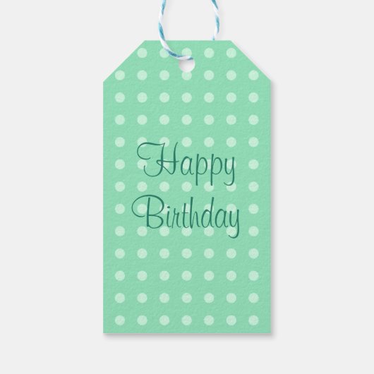 Happy Birthday Party Text Template Rustic Polka Geschenkanhänger (Rückseite)