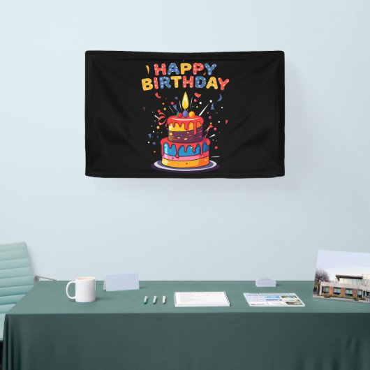 Happy Birthday Party Themenbedarf 2.5x4 Vinyl Banner (Messe)