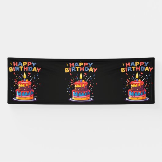 Happy Birthday Party Themenbedarf 2.5x8 Vinyl Banner (Horizontal)