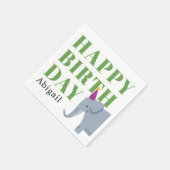 Happy Birthday Party Tier Elefant mit Name Serviette (Ecke)