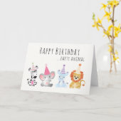 Happy Birthday Party Tier Jungtiere Hats Karte (Gelbe Blume)