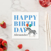 Happy Birthday Party Tier Zebra mit Name Serviette (Beispiel)