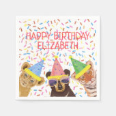 Happy Birthday Party Tiere Personalisiert Serviette (Vorderseite)