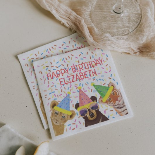 Happy Birthday Party Tiere Personalisiert Serviette