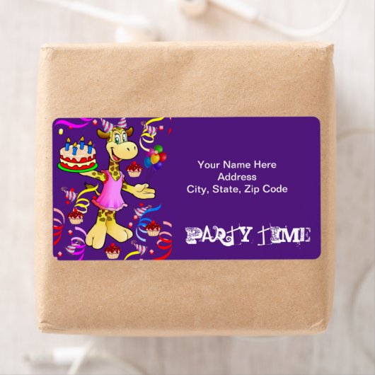 Happy Birthday Party Time Giraffe Cake Labels (Insitu)