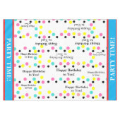 Happy Birthday Party Time Polka Dots Tischdecke (Vorderseite (Horizontal))