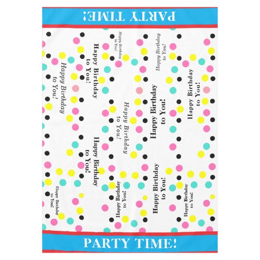 Happy Birthday Party Time Polka Dots Tischdecke (Vorderseite)