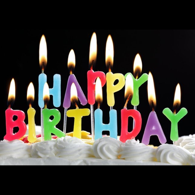 Happy Birthday Partybrille (Colorful letters spelling "Happy Birthday" and flickering flames!)