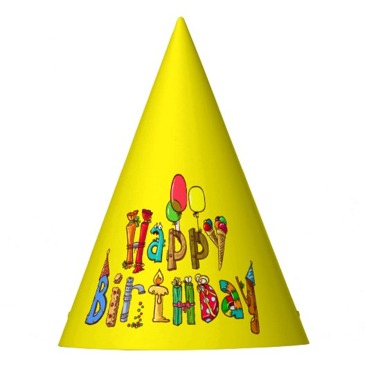 Happy Birthday Partyhütchen (Vorderseite)