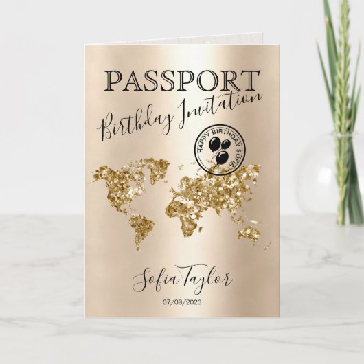 Happy Birthday Passport Karte jedes Alter (Vorderseite)