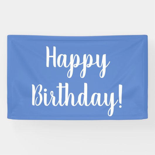 Happy Birthday Pastel Blue White Geburtstagsparty Banner (Horizontal)