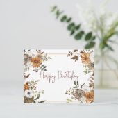 Happy Birthday Pastel Floral Botanical Arrangement Postkarte (Stehend Vorderseite)