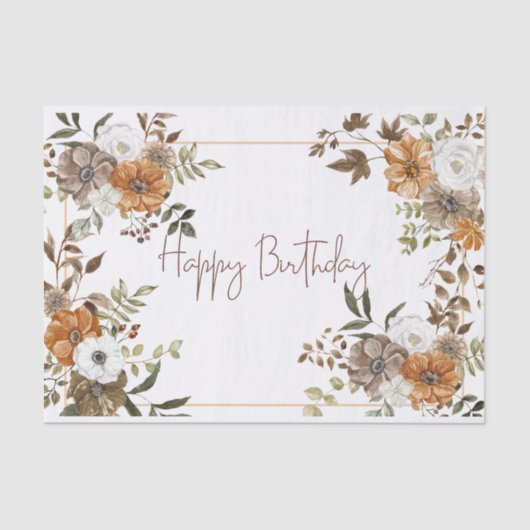 Happy Birthday Pastel Floral Botanical Arrangement Seidenpapier (Vorderseite)