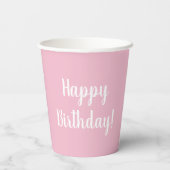 Happy Birthday Pastel Pink Geburtstagsparty Pappbecher (Rückseite)