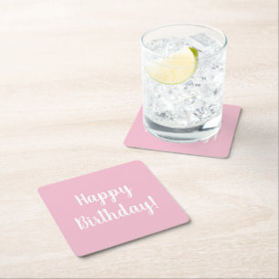 Happy Birthday Pastel Pink Geburtstagsparty Rechteckiger Pappuntersetzer