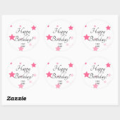 Happy Birthday Pastel Pink Stars Runder Aufkleber (Blatt)