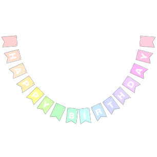 Happy Birthday Pastel Rainbow BUNTING FLAS Wimpelkette