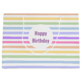 Happy Birthday Pastel Rainbow White Stripes Große Geschenktüte (Vorderseite)