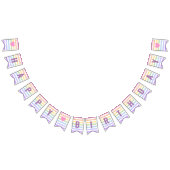 Happy Birthday Pastel Rainbow White Stripes Wimpelkette (Alle)