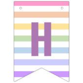 Happy Birthday Pastel Rainbow White Stripes Wimpelkette (Zweite Fahne)