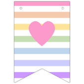 Happy Birthday Pastel Rainbow White Stripes Wimpelkette (Erste Fahne)