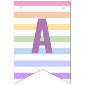 Happy Birthday Pastel Rainbow White Stripes Wimpelkette (Dritte Fahne)