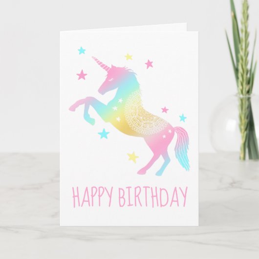 Happy Birthday Pastel Unicorn Karte (Vorderseite)