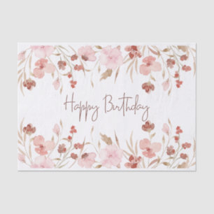 Happy Birthday Pastel Watercolor Blume Seidenpapier