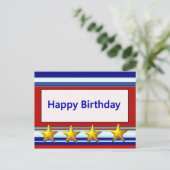 Happy Birthday Patriotic Postkarte (Stehend Vorderseite)