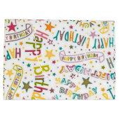 Happy Birthday Pattern Custom Gift Bag Große Geschenktüte (Rückseite)